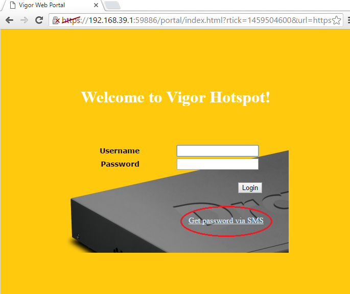 a screenshot of Vigor3900 Captive portal page